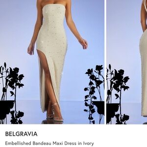 Ivory Embellished Bandeau Maxi Dress